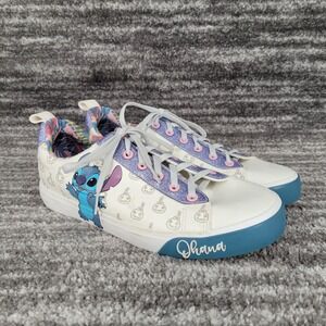 Disney Lilo & Stitch Sneakers Womens Shoes‎ Ohana White Blue Glitter Size 9